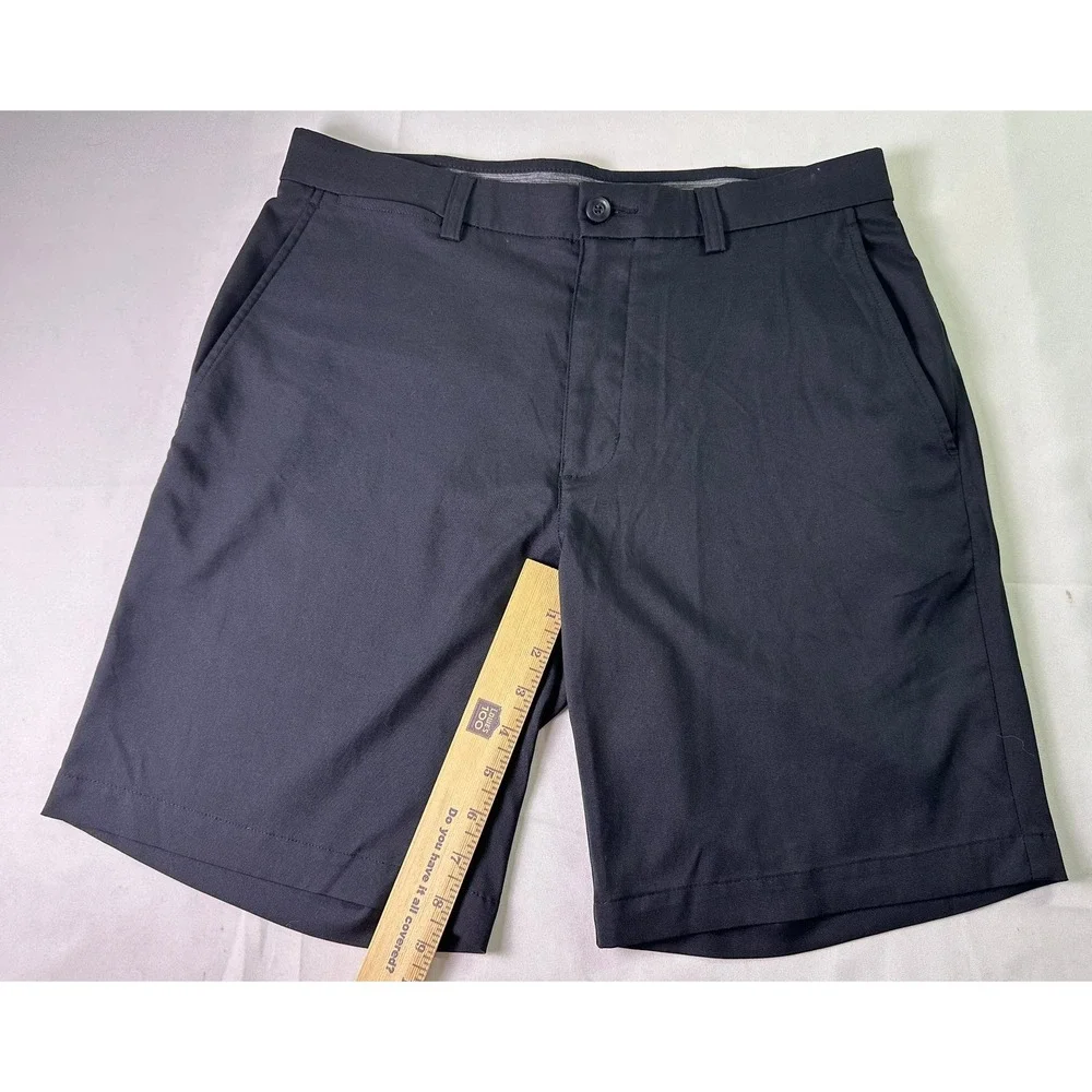 Roundtree & Yorke Performance Shorts Mens 32 Black Golf Stretch Moisture Wicking
